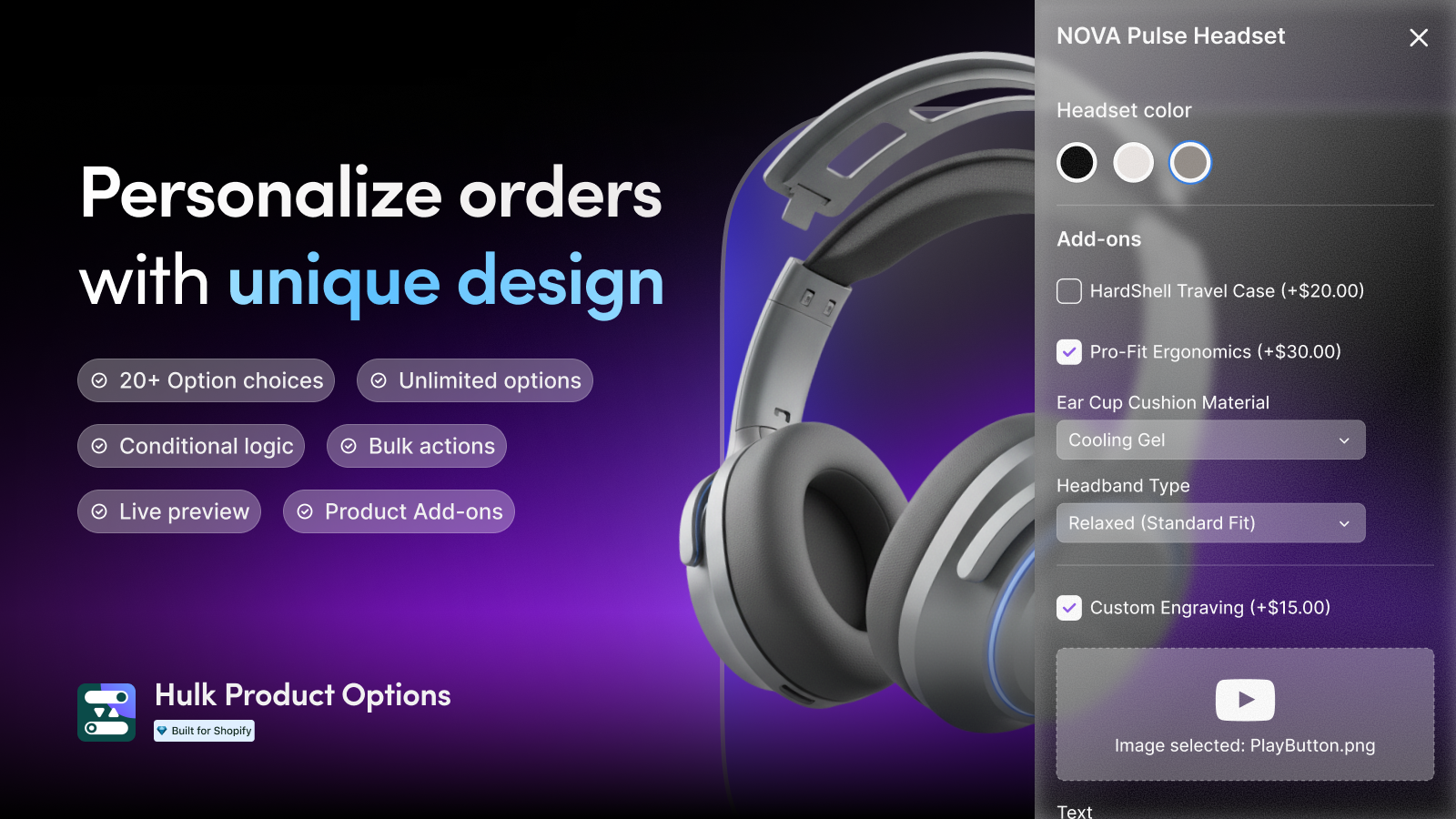 Hulk Product Options Feature