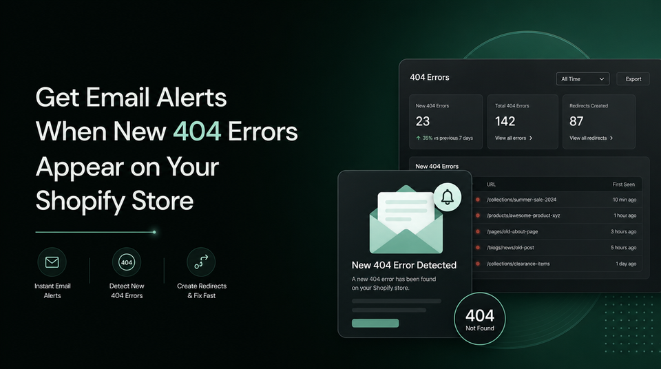 How to Get Email Alerts When New 404 Errors Appear on Your Shopify Store article illustration