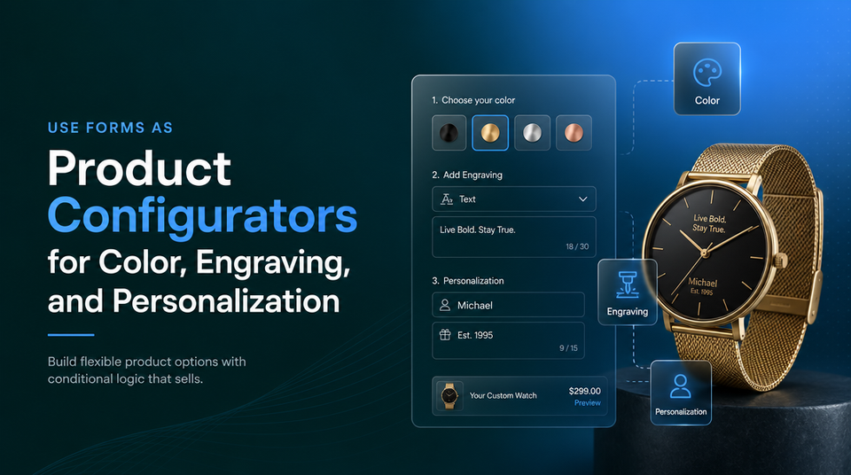 How to Use Forms as Product Configurators for Color, Engraving, and Personalization article illustration