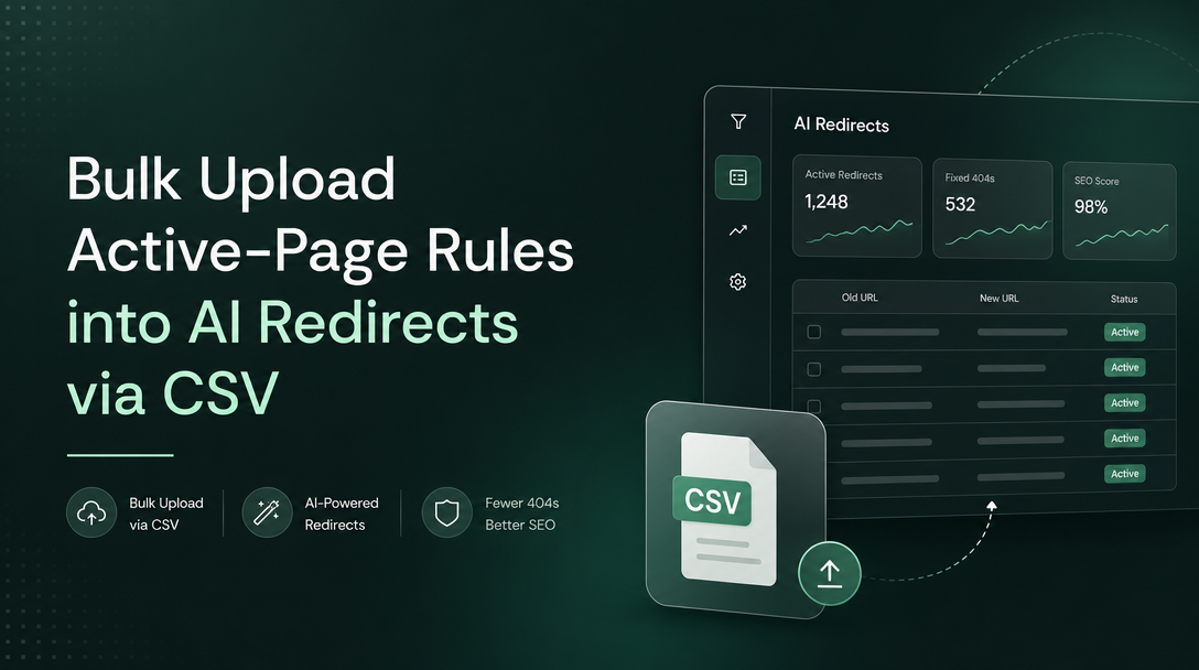 How to Bulk Upload Active-Page Rules into AI Redirects via CSV image