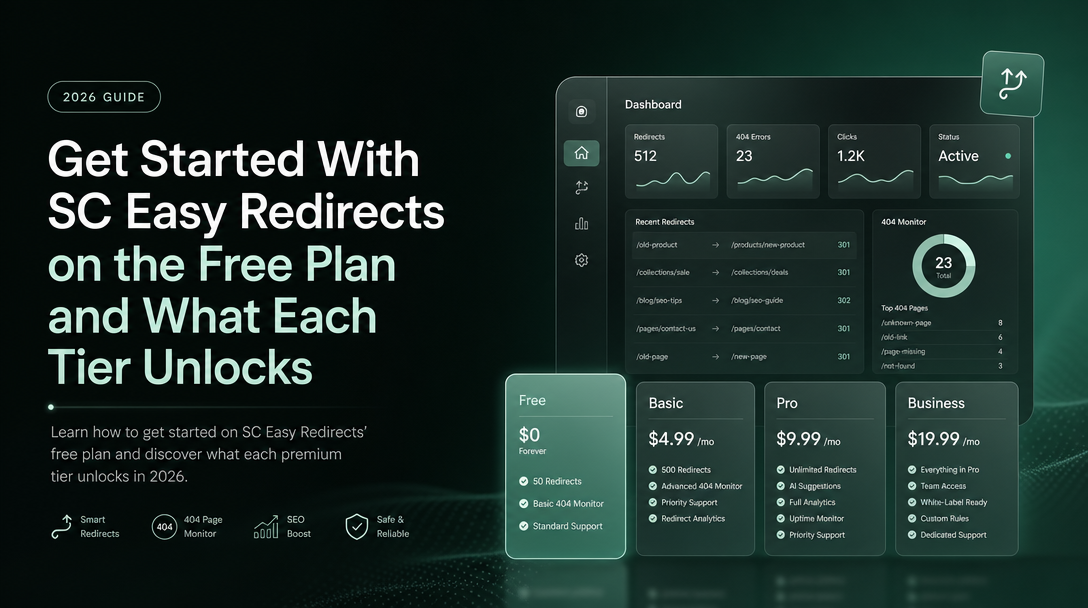 How to Get Started With SC Easy Redirects on the Free Plan and What Each Tier Unlock image