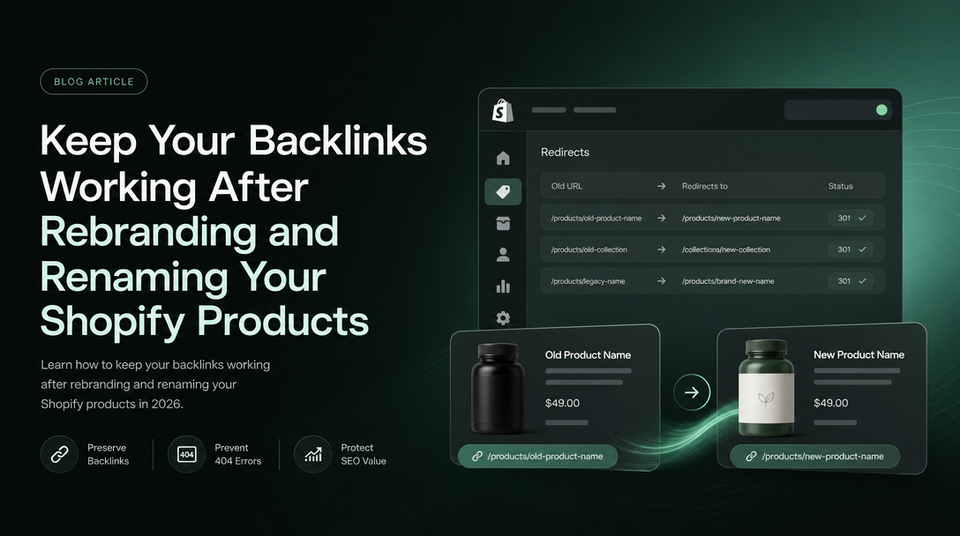 How to Keep Your Backlinks Working After Rebranding and Renaming Your Shopify Products article illustration