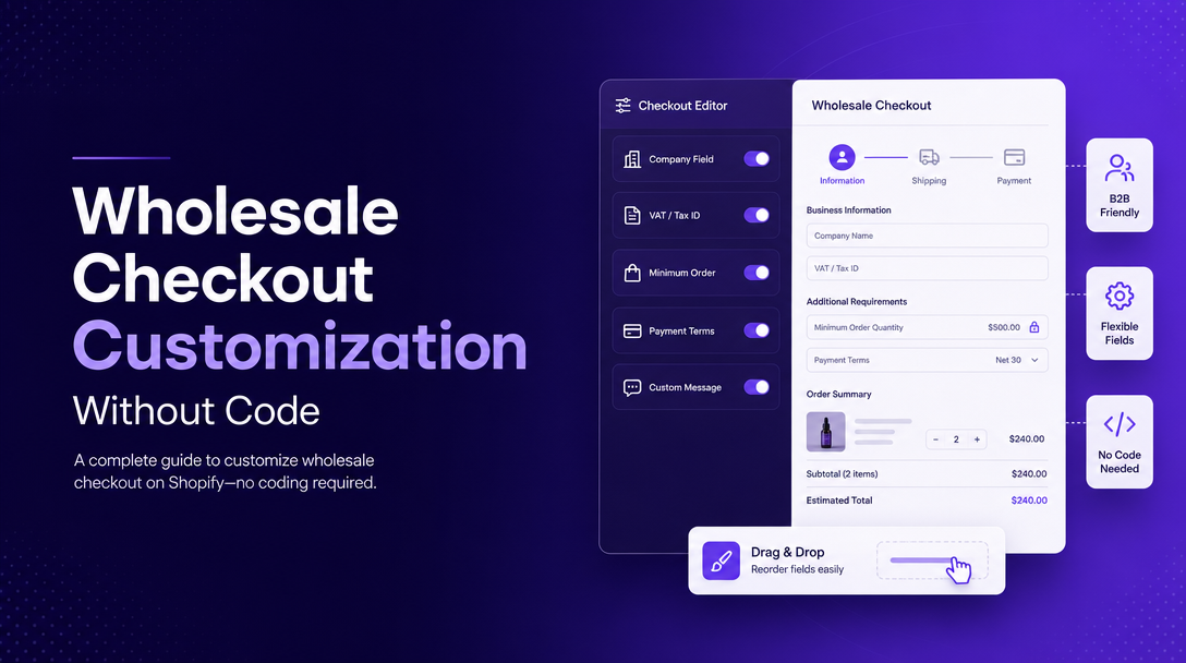 Wholesale Checkout Customization Without Code for Shopify image