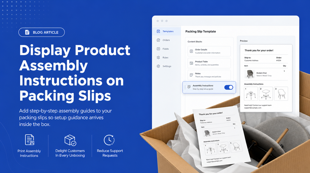 How to Display Product Assembly Instructions on Packing Slips image