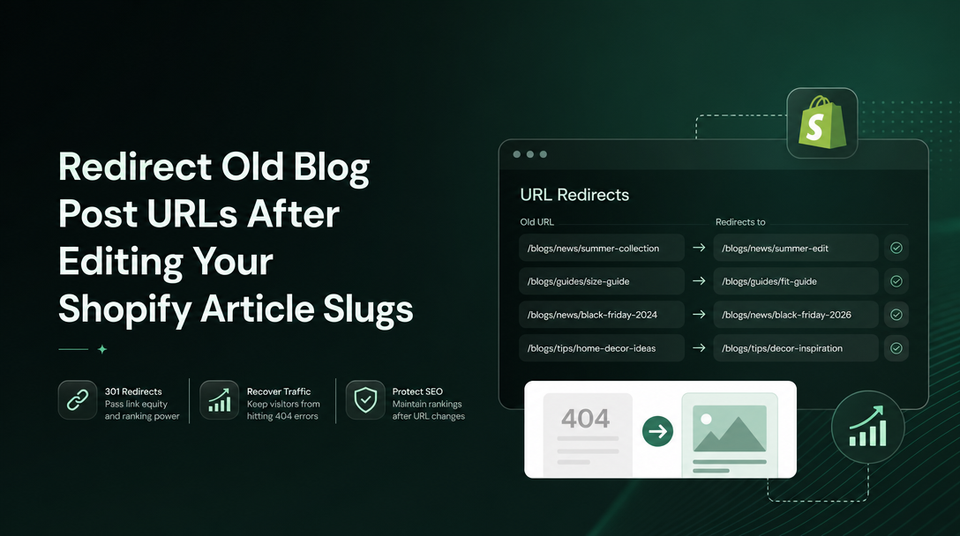 How to Redirect Old Blog Post URLs After Editing Your Shopify Article Slugs article illustration