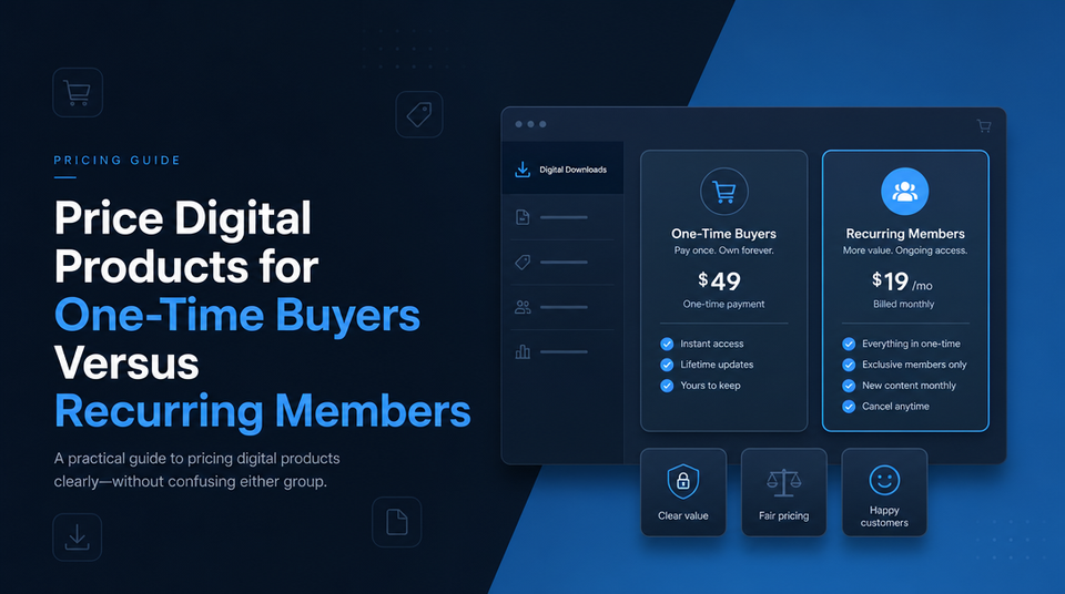 How to Price Digital Products for One-Time Buyers Versus Recurring Members article illustration