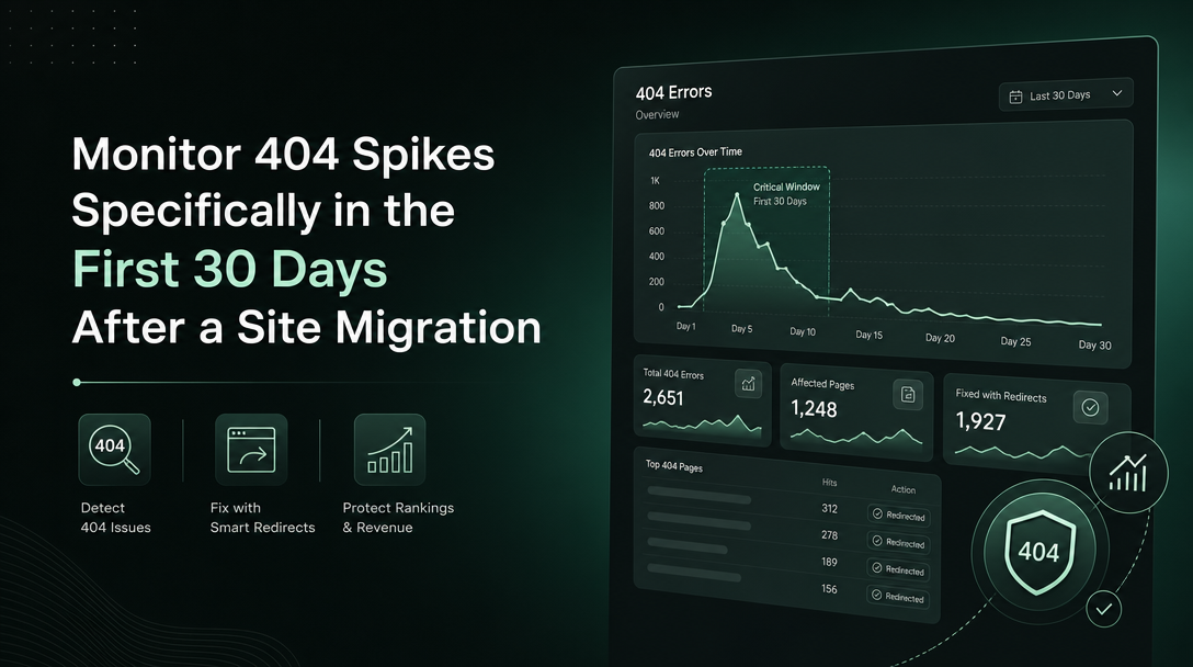 How to Monitor 404 Spikes Specifically in the First 30 Days After a Site Migration image