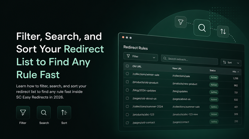 How to Filter, Search, and Sort Your Redirect List to Find Any Rule Fast article illustration