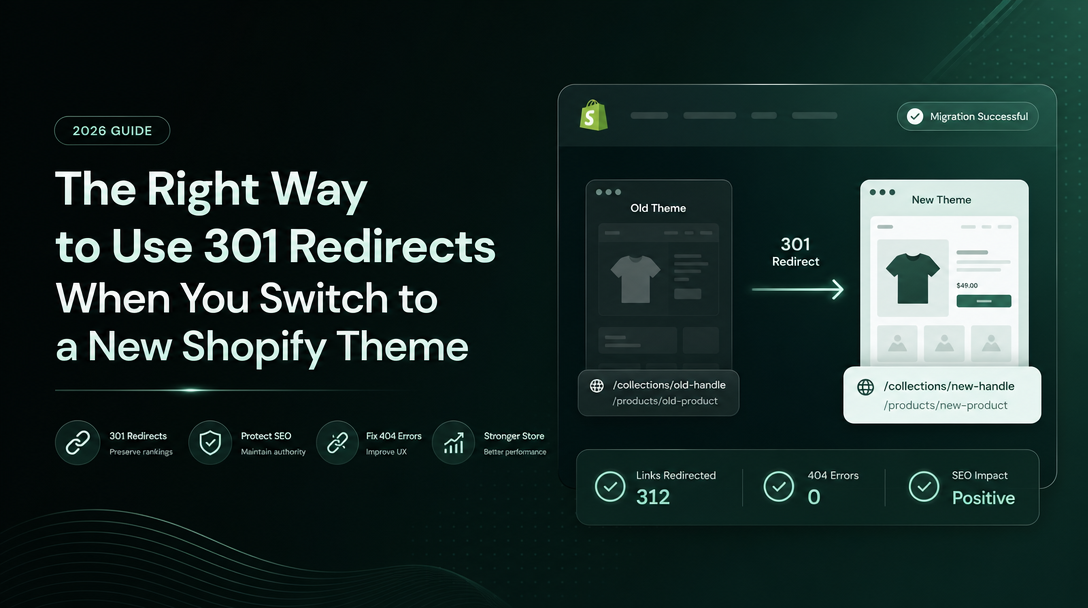 The Right Way to Use 301 Redirects When You Switch to a New Shopify Theme image
