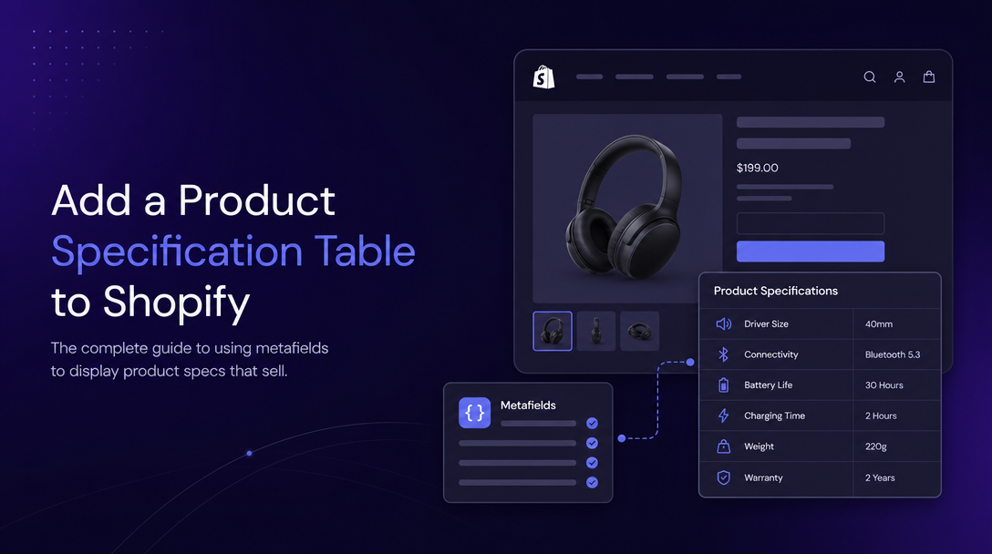 How to Add a Product Specification Table to Shopify image
