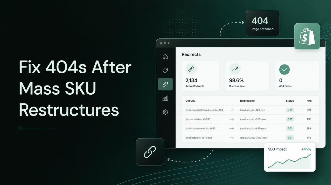 How to Fix 404s After Mass SKU Restructures on Shopify image