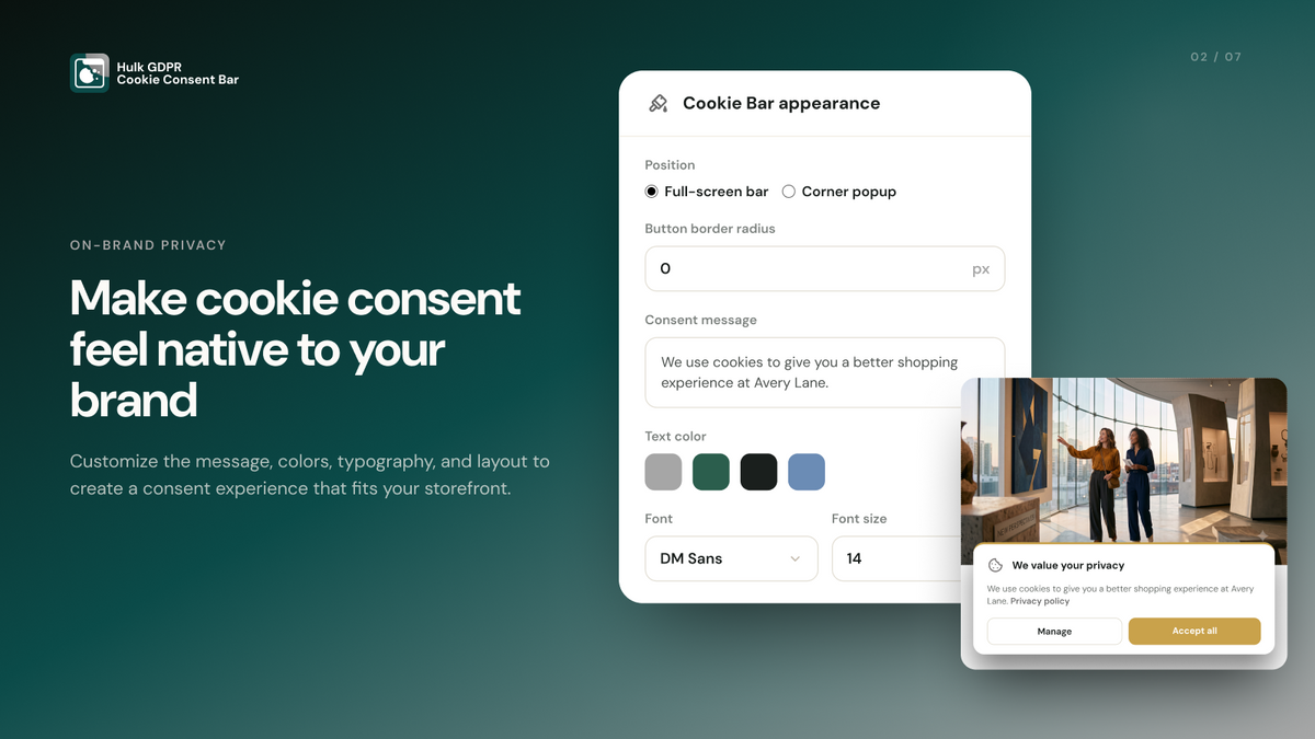 Hulk GDPR Cookie Consent Bar Feature