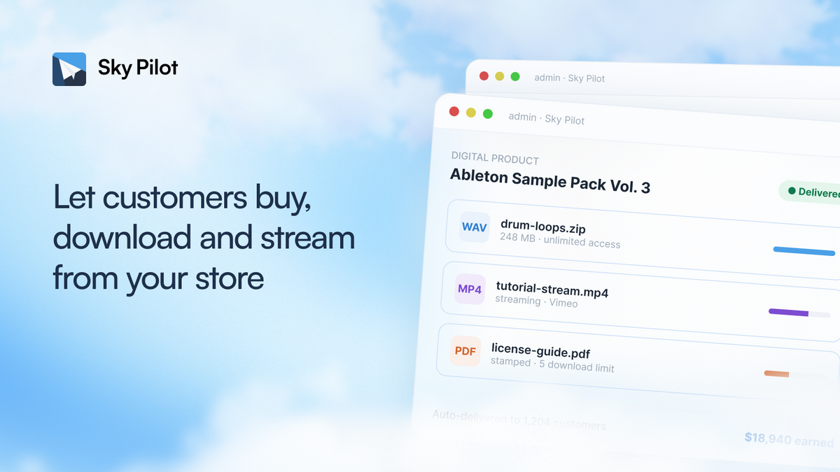 Sky Pilot ‑ Digital Downloads Feature
