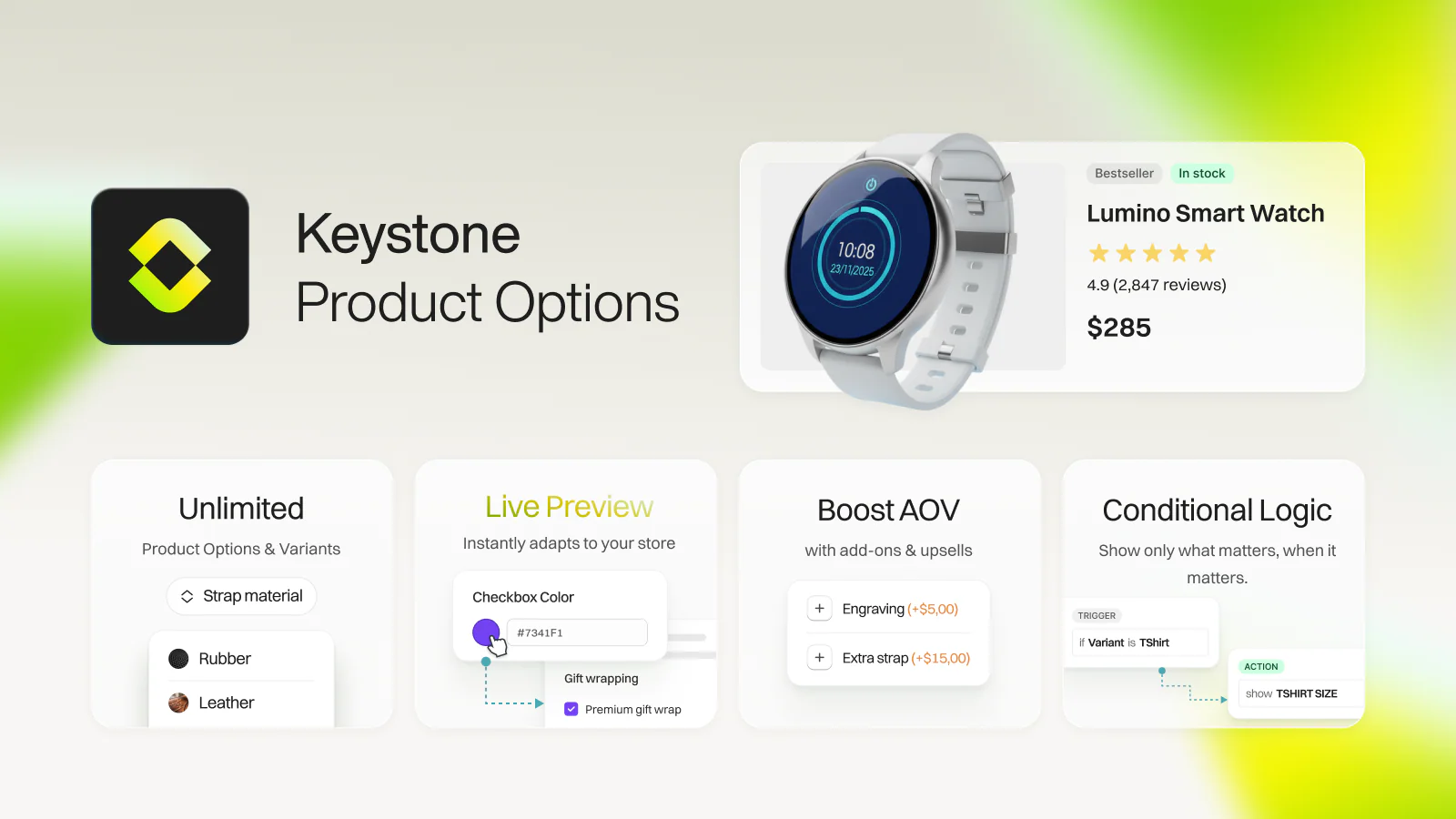 Key Product Options, Variants Feature