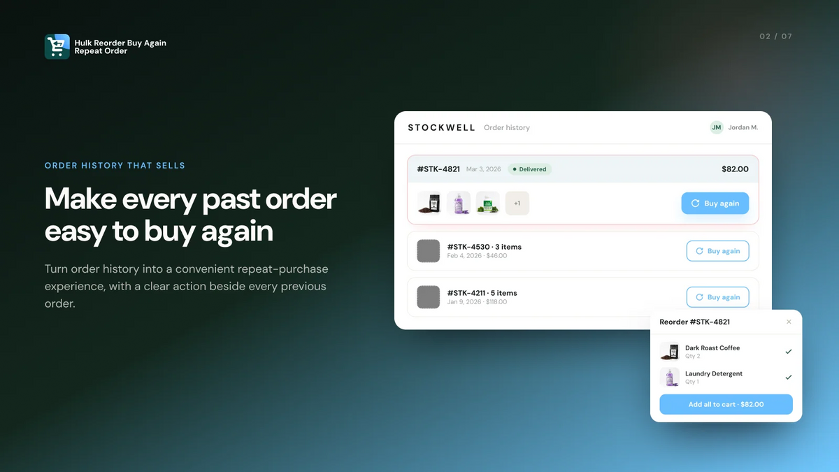 Reorder Buy Again Repeat Order Feature