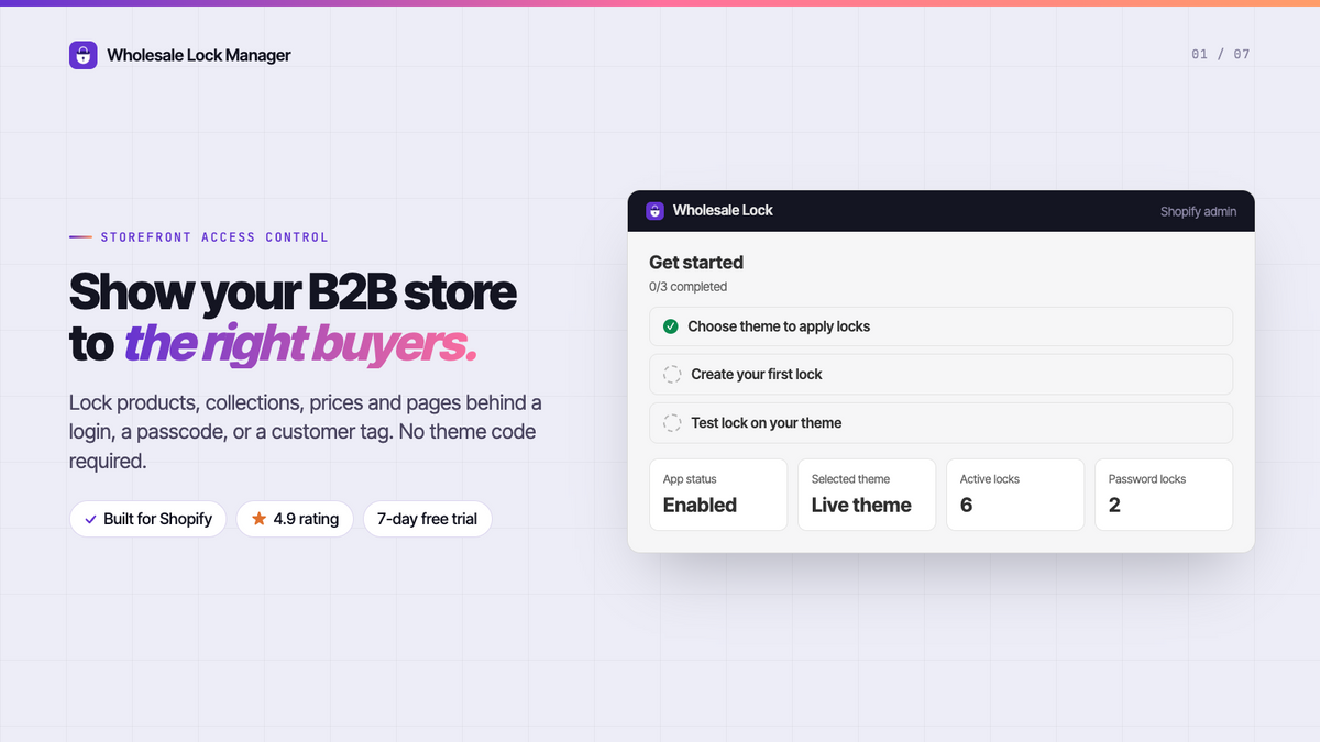 Wholesale Lock Manager: B2B Feature