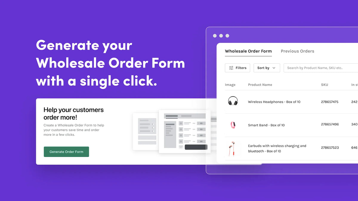 WSH Order Form & ReOrder Feature