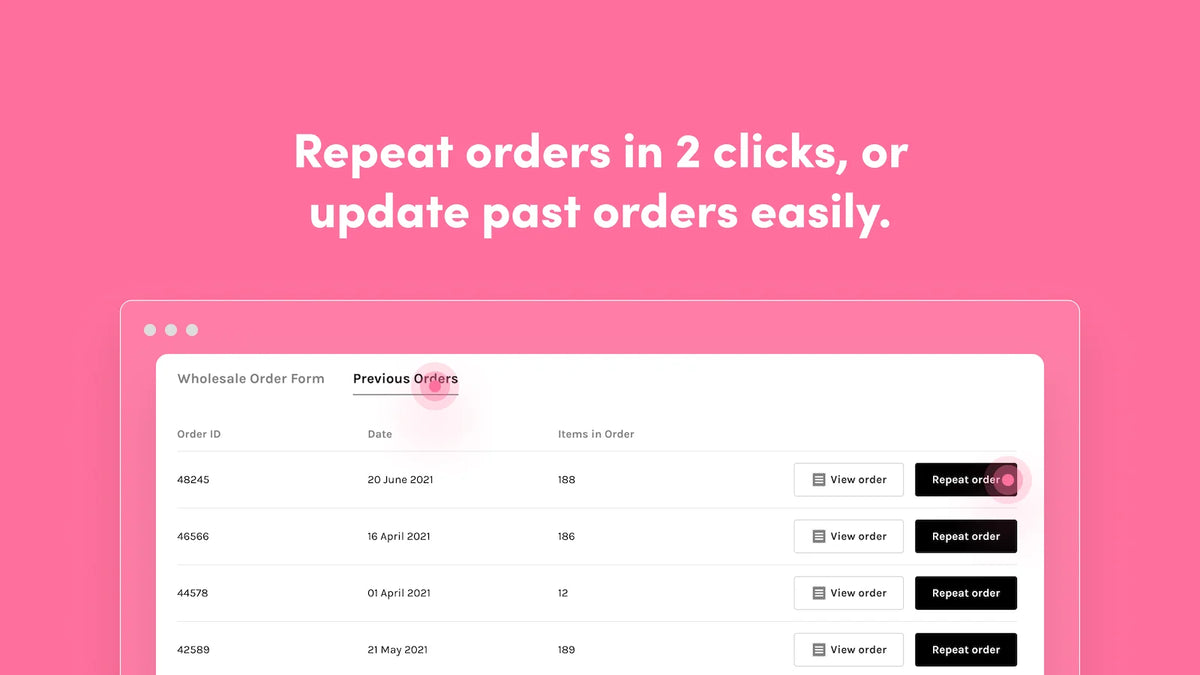 WSH Order Form & ReOrder Feature